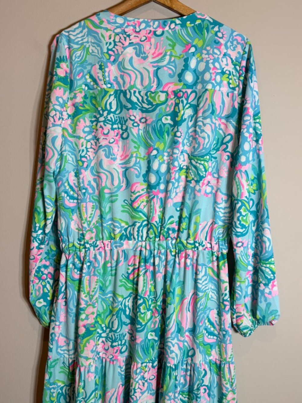 Lilly Pulitzer Cori Stretch Midi Shirt Dress Women's 10 Aqua La Vista Maxi NWOT - Picture 12 of 16